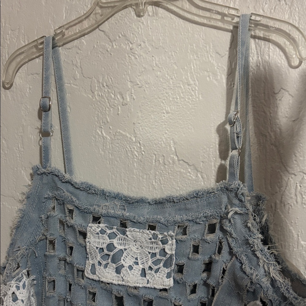 POL Light Blue Crochet Mini Dress - Picture 7 of 8